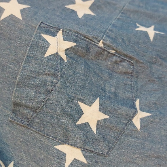 D & co Star Chambray Button Down Shirt Denim & Company Top XXL 2X - Picture 7 of 8